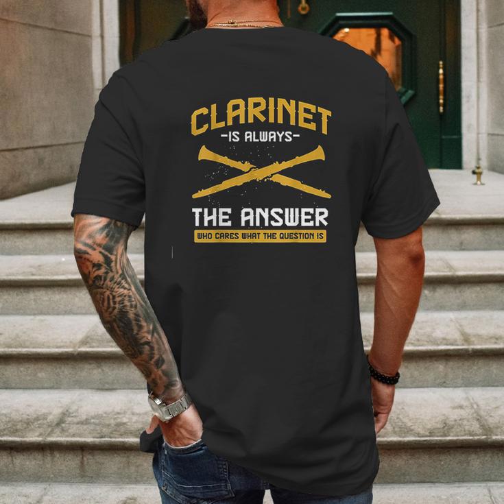 Musical Instrument Band Music Clarinet Mens Back Print T-shirt Gifts for Men