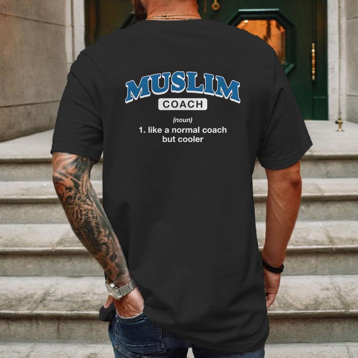 Muslim Coach Definition Funny Islam Humor Group Matching Mens Back Print T-shirt Gifts for Men