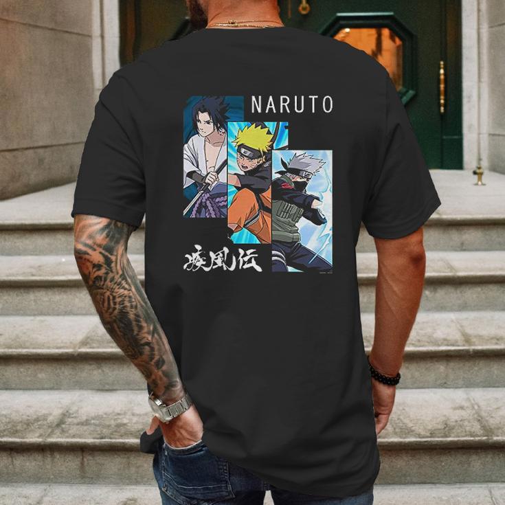 Naruto Shippuden 3 Panels And Kanji Mens Back Print T-shirt Gifts for Men