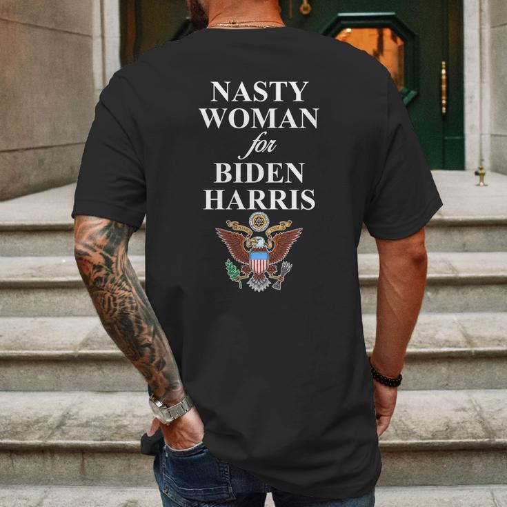 Nasty Woman For Biden Harris Eagle Logo Mens Back Print T-shirt Gifts for Men