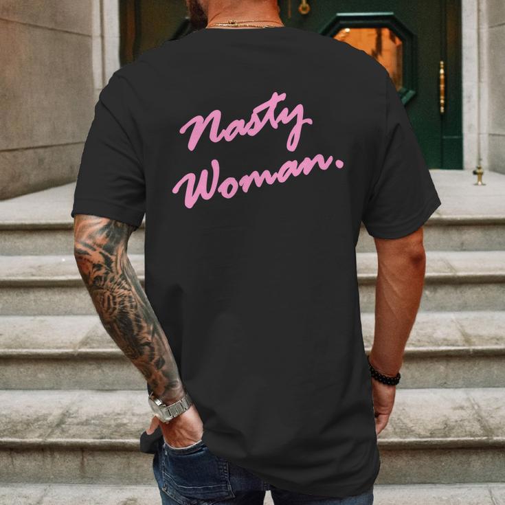 Nasty Woman Pink Script Hillary Clinton Mens Back Print T-shirt Gifts for Men