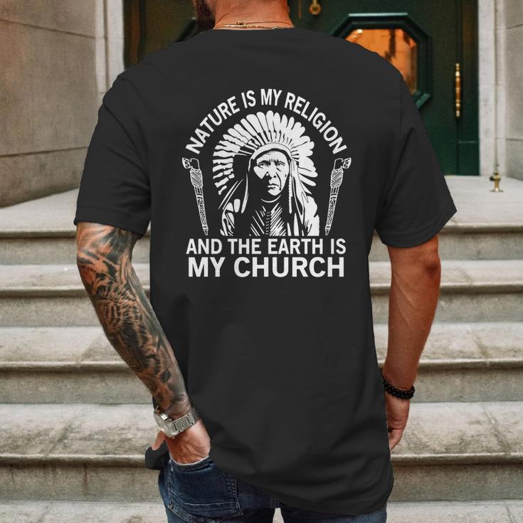 Nature-Is-My-Religion-And-The-Earth-Is-My-Church Shirt Mens Back Print T-shirt Gifts for Men