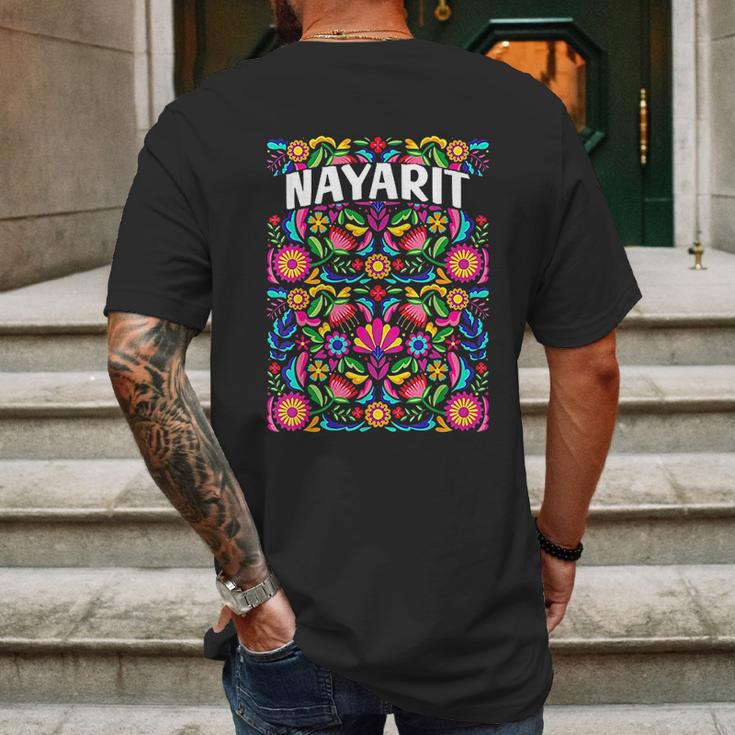 Nayarit Flores Mexicanas Mens Back Print T-shirt Gifts for Men