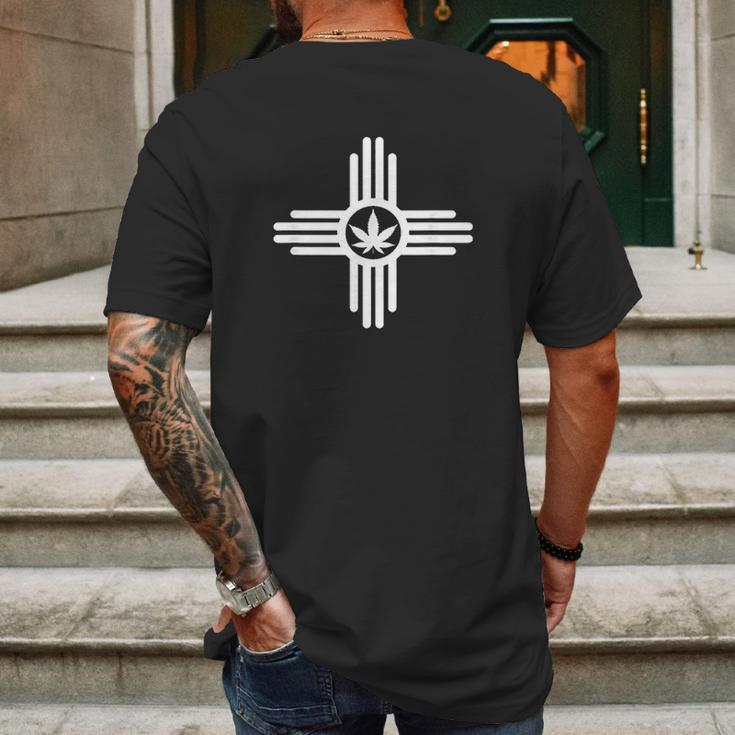 New Mexico Flag Sun Pot Leaf Mens Back Print T-shirt Gifts for Men