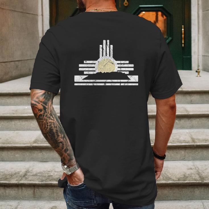 New Mexico Sandia Mountain Skyline And Zia Symbol Mens Back Print T-shirt Gifts for Men