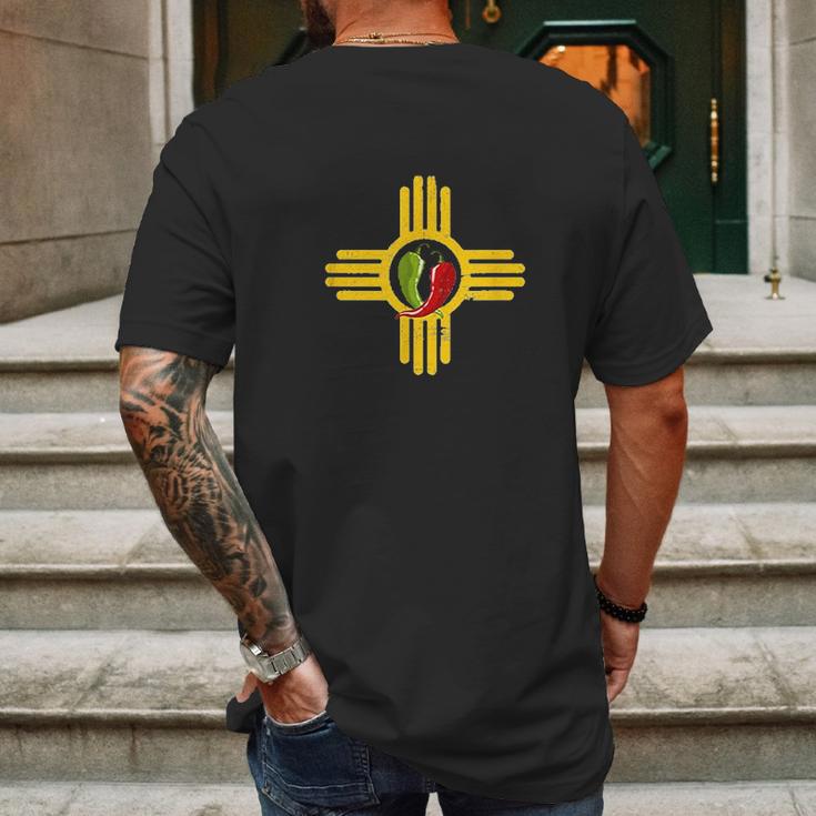 New Mexico Southwest Zia With Red And Green Chile Mens Back Print T-shirt Gifts for Men