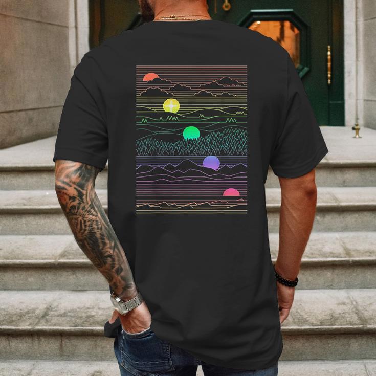 New Mexico State Landscape Line Art Design Mens Back Print T-shirt Gifts for Men