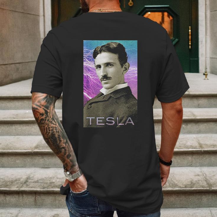 Nikola Teslas Inspiring Science Electricity Mens Back Print T-shirt Gifts for Men