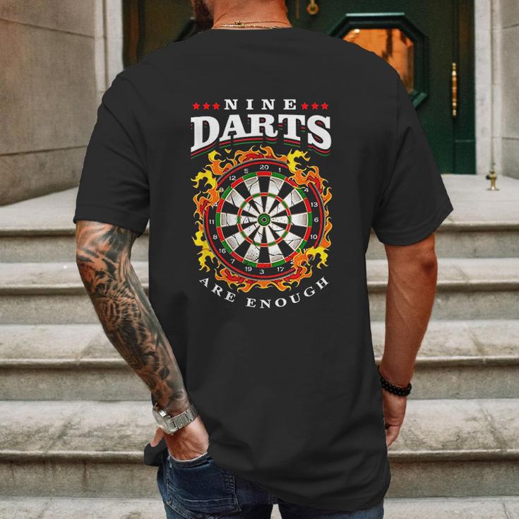 Nine Darts Are Enough Dartboard In Flames Mens Back Print T-shirt Gifts for Men