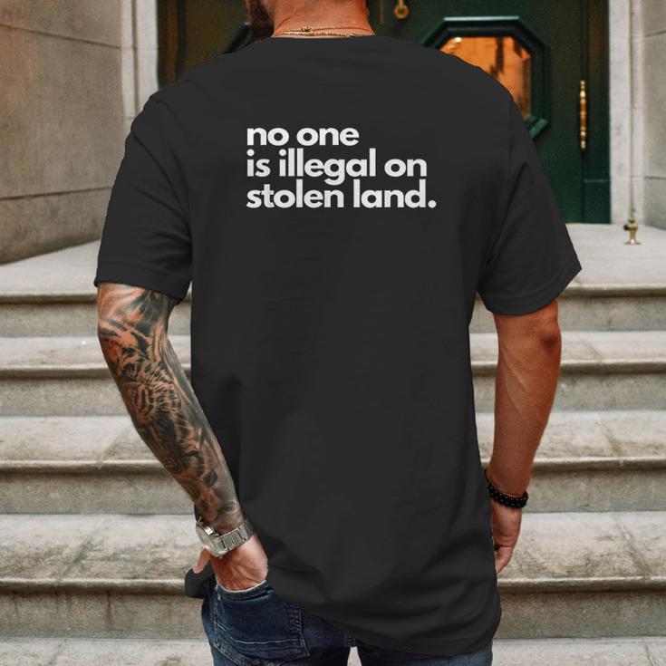 No One Is Illegal On Stolen Land Immigrant Daca Mens Back Print T-shirt Gifts for Men