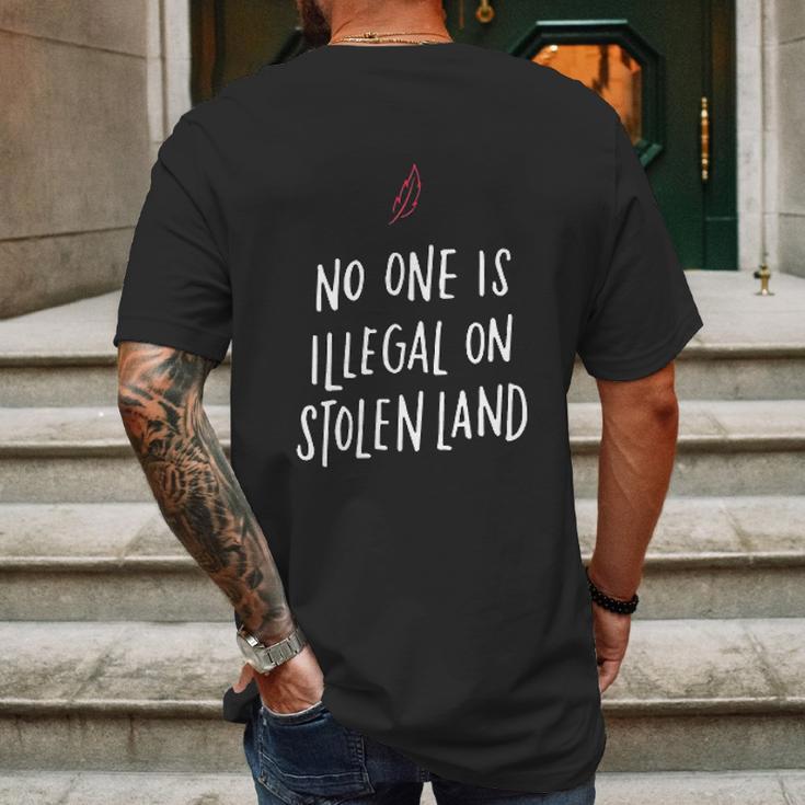 No One Is Illegal On Stolen Land Support American Indians Mens Back Print T-shirt Gifts for Men