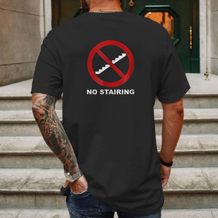 No Stairing Logo Text Mens Back Print T-shirt Gifts for Men