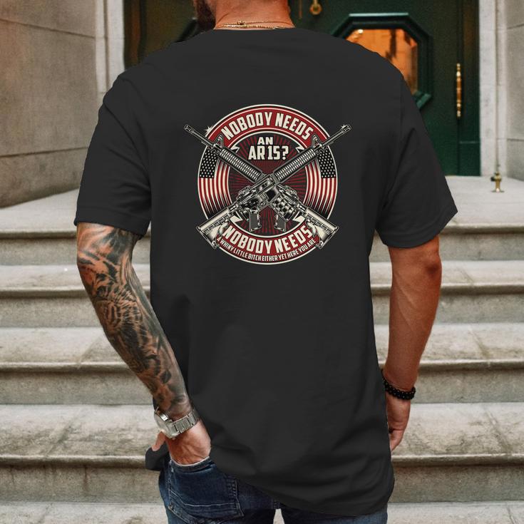 Nobody Needs An Ar15 Veteran Graphic Design Printed Casual Daily Basic Mens Back Print T-shirt Gifts for Men