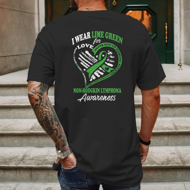 Non-Hodgkin LymphomaShirt - I Wear Lime Green For My Hero Mens Back Print T-shirt Gifts for Men