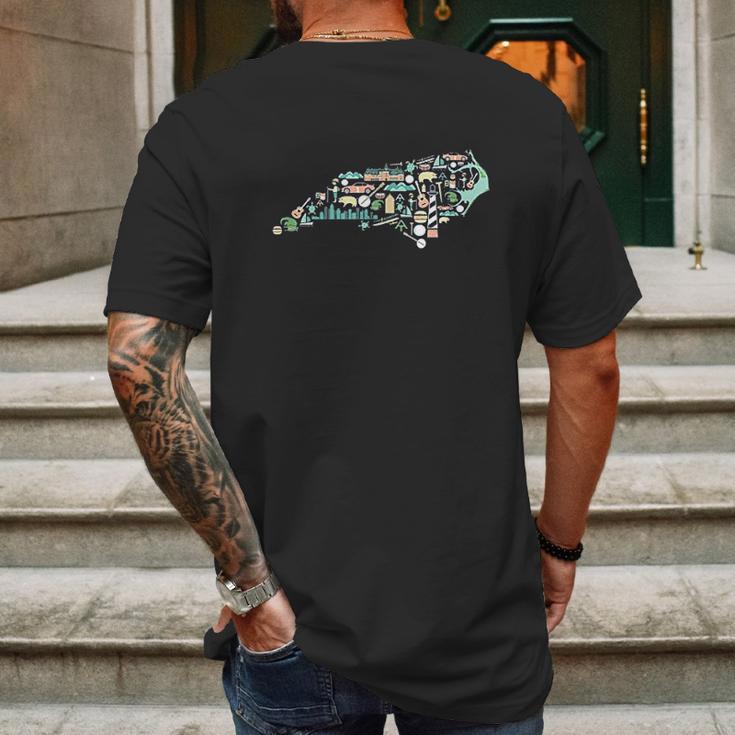 North Carolina Icon Map Mens Back Print T-shirt Gifts for Men