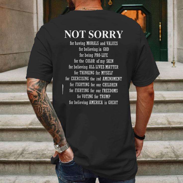 Not Sorry For White Basic Graphic New Letters Mens Back Print T-shirt Gifts for Men