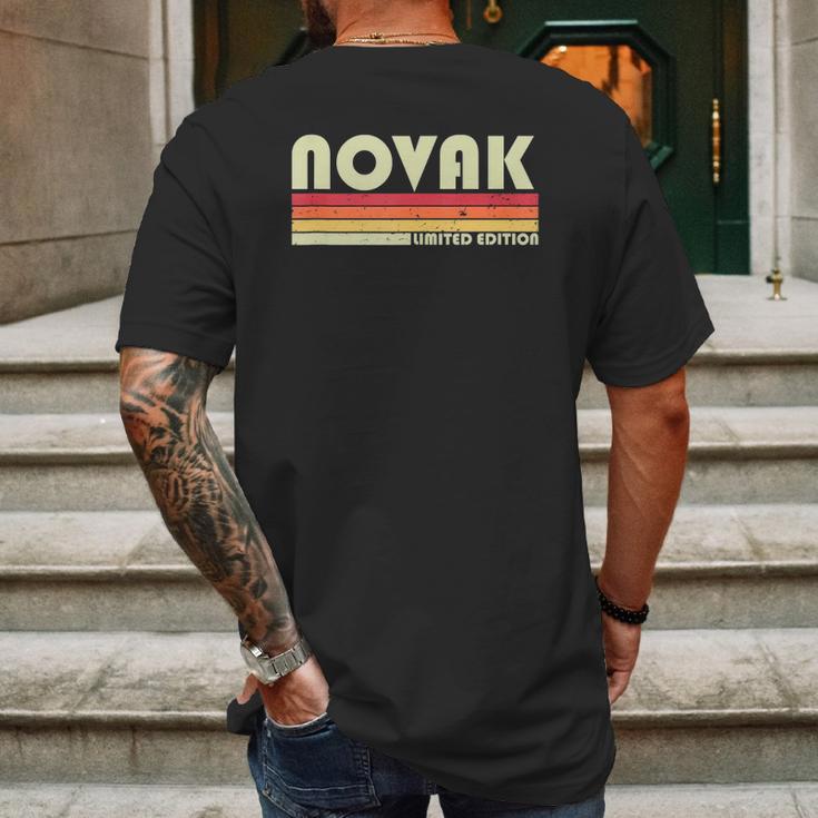 Novak Surname Funny Retro Vintage 80S 90S Reunion Mens Back Print T-shirt Gifts for Men