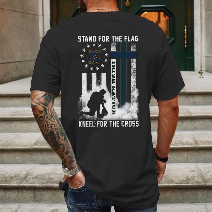 Official Stand For Flag Kneel For Cross Notre Dame Fighting Irish NationShirt Mens Back Print T-shirt Gifts for Men