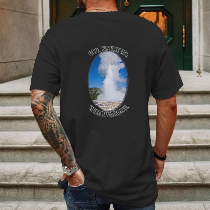 Old Faithful Geyser Yellowstone National Park Mens Back Print T-shirt Gifts for Men