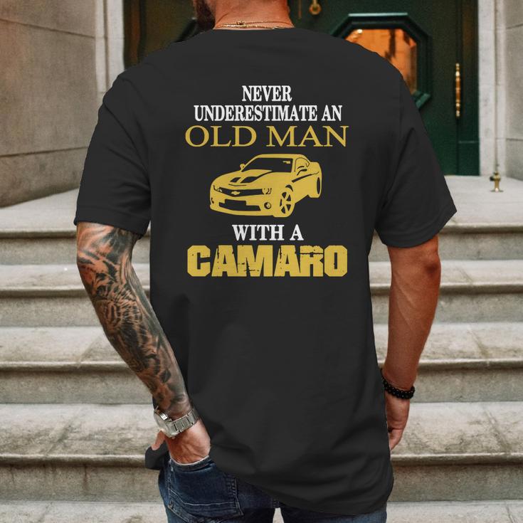 Old Man With Camaro T-Shirt Mens Back Print T-shirt Gifts for Men