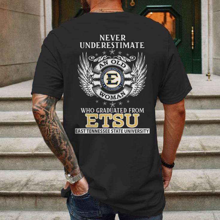 Old Man- Graduated From Etsu- East Tennessee State University Mens Back Print T-shirt Gifts for Men