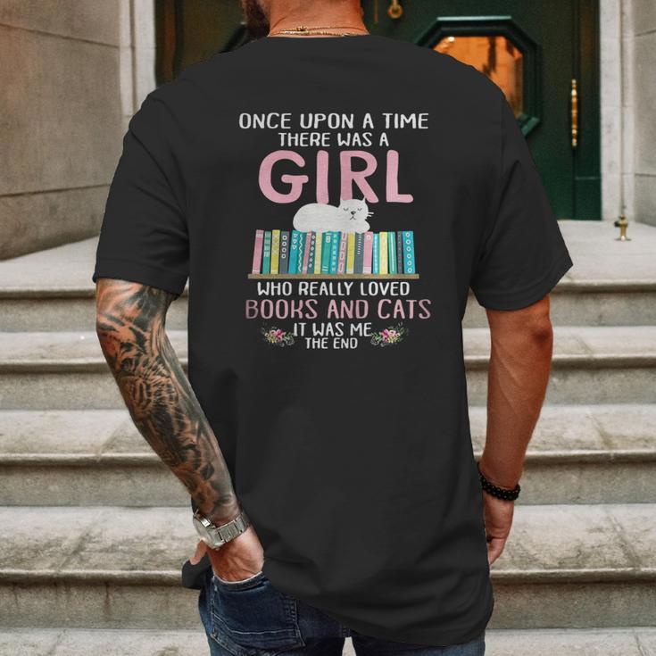 Once Upon A Time There Was A Girl Who Really Loved Books And Cats It Was Me Mens Back Print T-shirt Gifts for Men