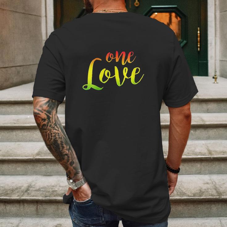 One Love Rasta Reggae Roots Peace Love Mens Back Print T-shirt Gifts for Men