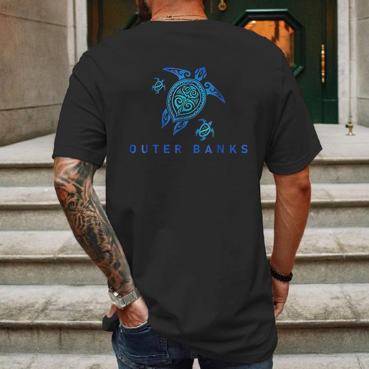 Outer Banks North Carolina Sea Blue Tribal Turtle Mens Back Print T-shirt Gifts for Men