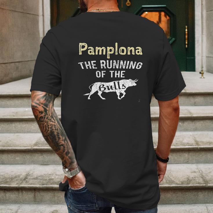 Pamplona The Running Of The Bulls Cattle Party Spain Mens Back Print T-shirt Gifts for Men