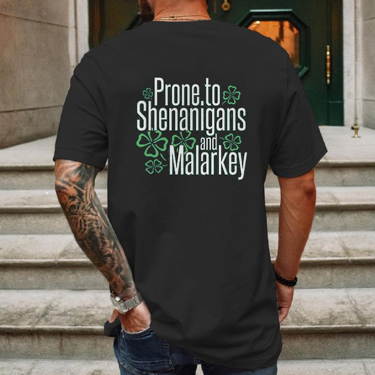 Panoware St Patricks Day Prone To Shenanigans And Malarkey Mens Back Print T-shirt Gifts for Men