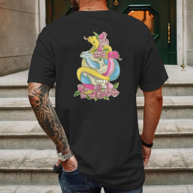 Pansexual Snake Kawaii Pastel Goth Subtle Pan Pride Mens Back Print T-shirt Gifts for Men