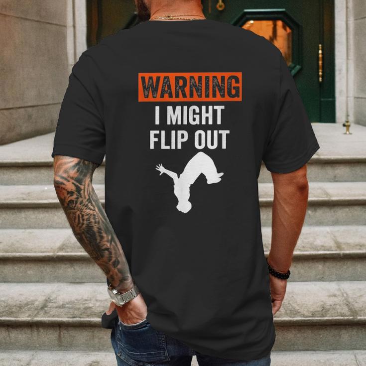 Parkour Clothing Apparel Warning I Might Flip Out Mens Back Print T-shirt Gifts for Men