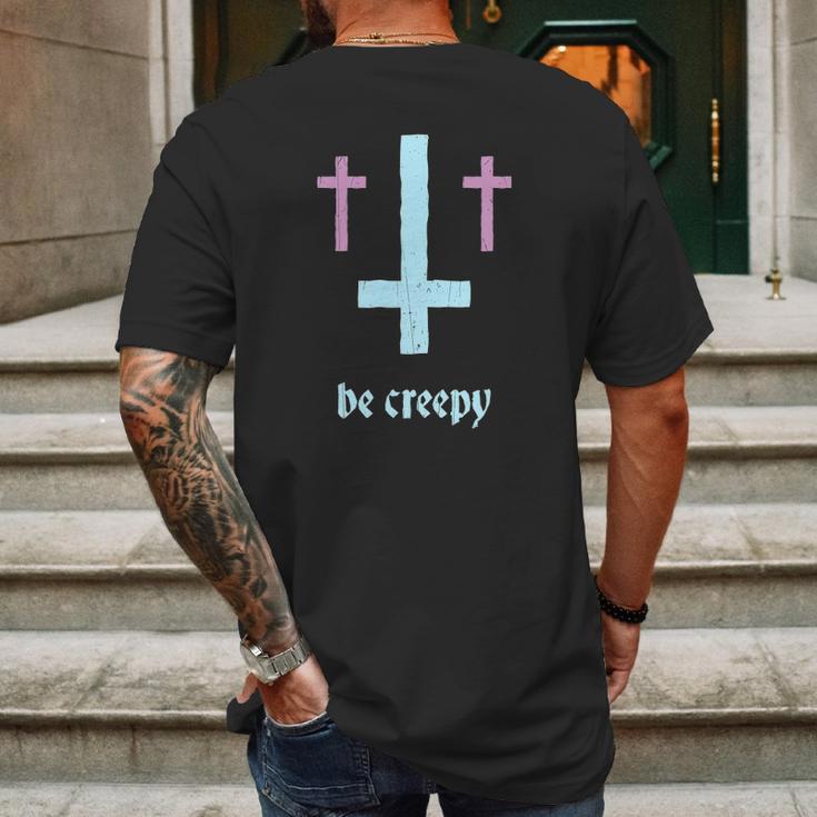 Pastel Goth Inverted Cross Be Creepy Mens Back Print T-shirt Gifts for Men