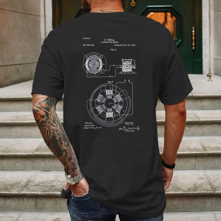 Patent Earth Tesla Alternating Motor Engineering Student Tesla Inventions Mens Back Print T-shirt Gifts for Men