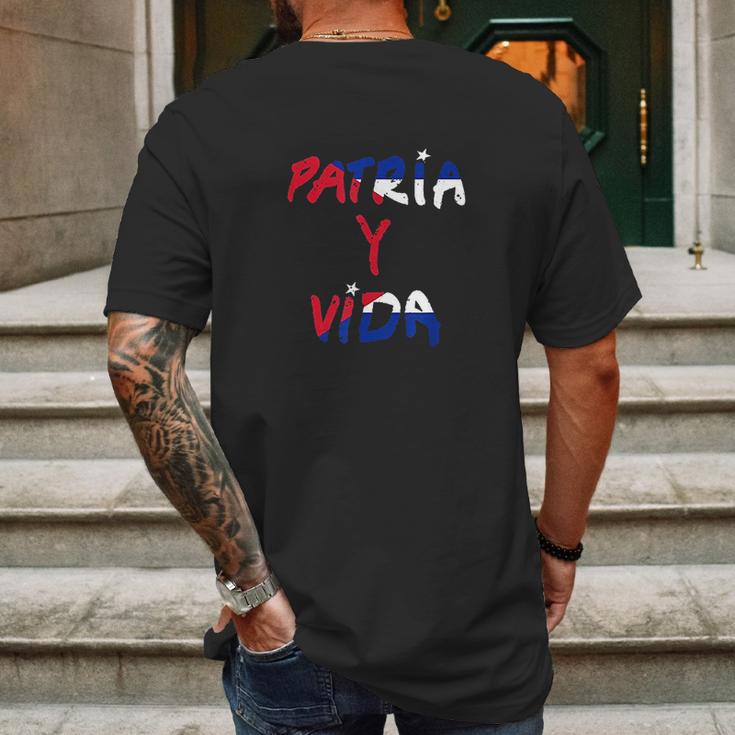 Patria Y Vida Cuba Cuban Freedom Movement Himno Cubano Mens Back Print T-shirt Gifts for Men