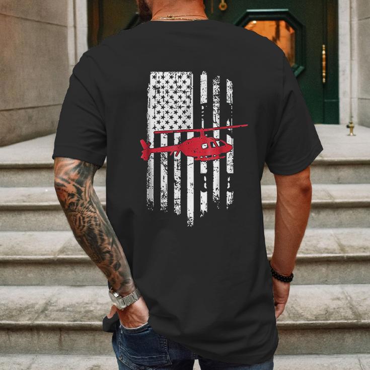 Patriotic Helicopter Flag Helicopter Pilot Gifts Mens Back Print T-shirt Gifts for Men