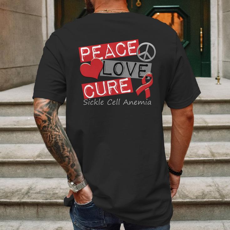 Peace Love Cure Sickle Cell Anemia Mens Back Print T-shirt Gifts for Men