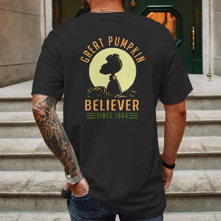 Peanuts Great Pumpkin Believer Since 1966 Shirt Mens Back Print T-shirt Gifts for Men