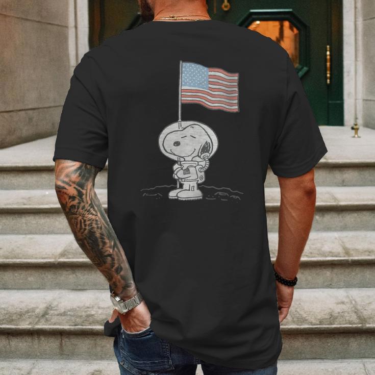 Peanuts Snoopy Astronaut American Flag 1St Step On The Moon Shirt Mens Back Print T-shirt Gifts for Men