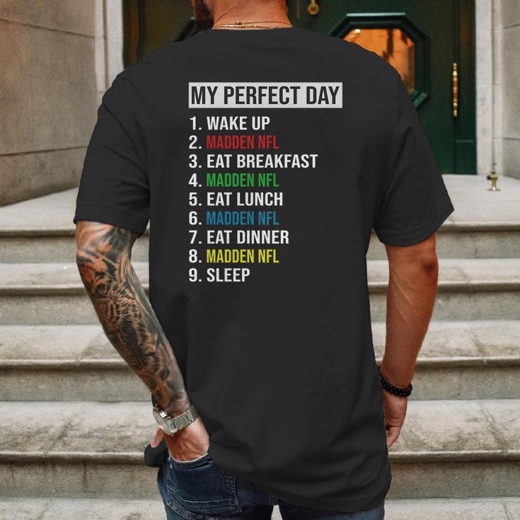 My Perfect Day Video Games Cool Gamer Play Madden Nfl All Day 2020 Mens Back Print T-shirt Gifts for Men