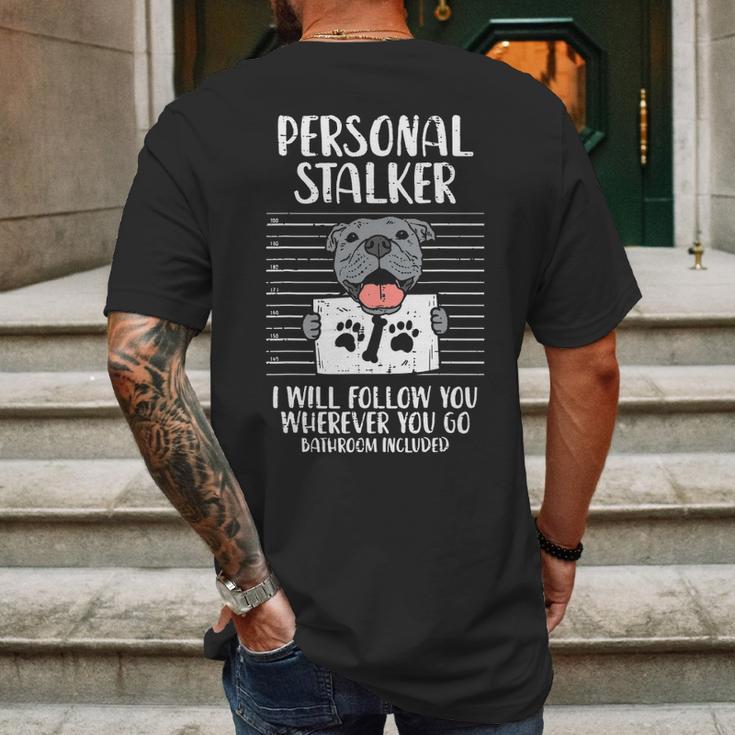 Personal Stalker Pitbull Mens Back Print T-shirt Gifts for Men