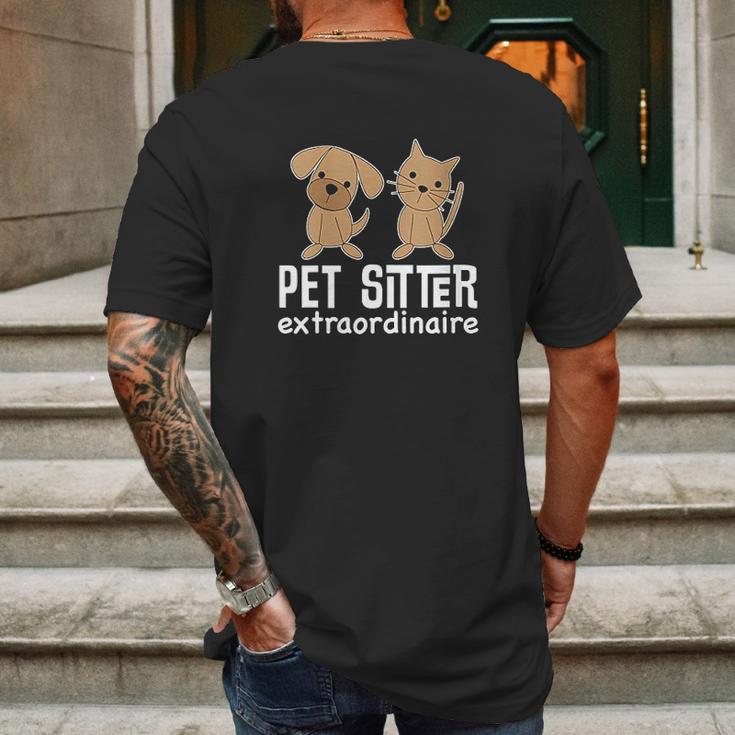 Pet Sitter Gift Dog Cat Sitting Mens Back Print T-shirt Gifts for Men