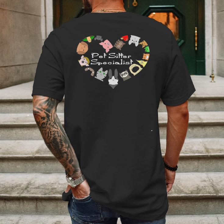 Pet Sitter Specialist Sitting Animals Dog Cat Pig Apparel Mens Back Print T-shirt Gifts for Men