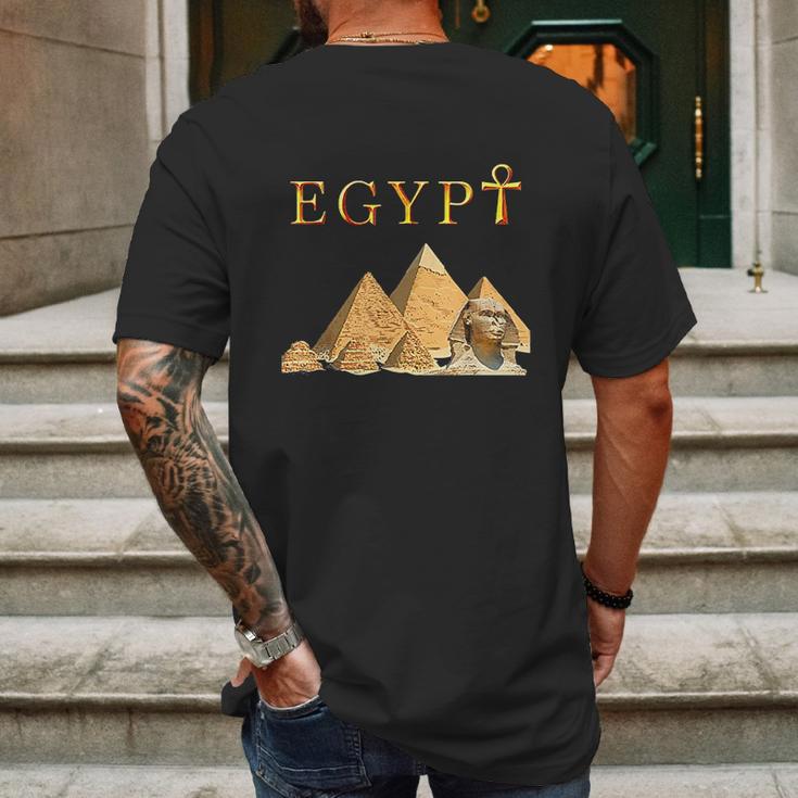 Pharaoh Ankh Pyramids Sphinx Egypt Tut Egyptian Gift Amazing Mens Back Print T-shirt Gifts for Men