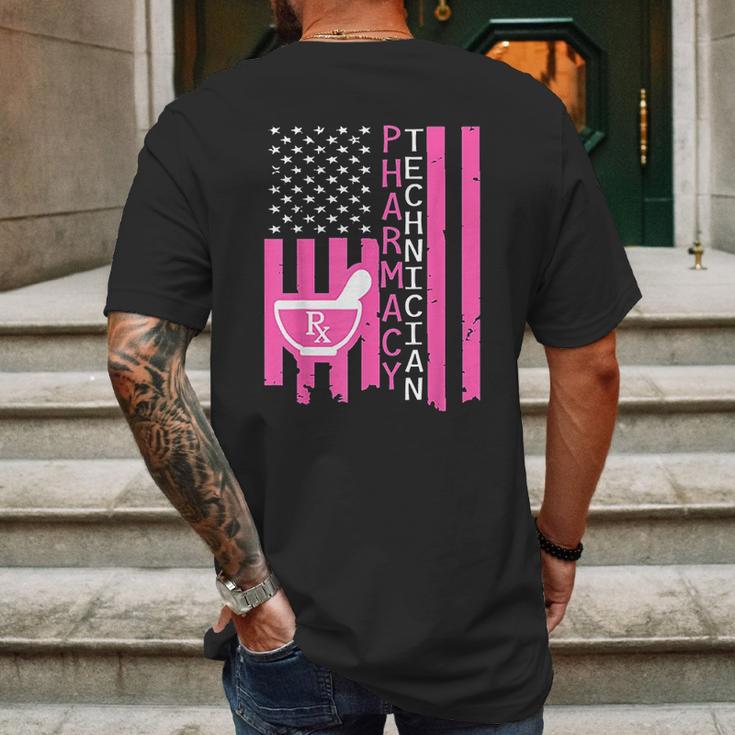 Pharmacy Technician American Flag Mens Back Print T-shirt Gifts for Men