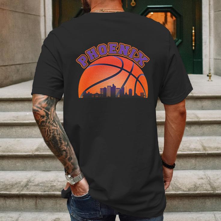 Phoenix Arizona Basketball City Skyline Mens Back Print T-shirt Gifts for Men