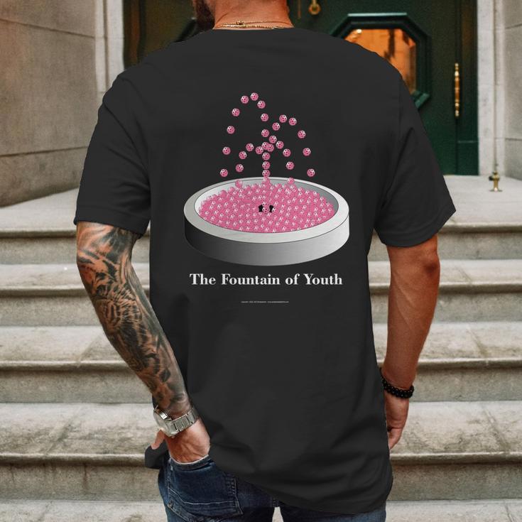 Pickleball Fountain Pink Mens Back Print T-shirt Gifts for Men