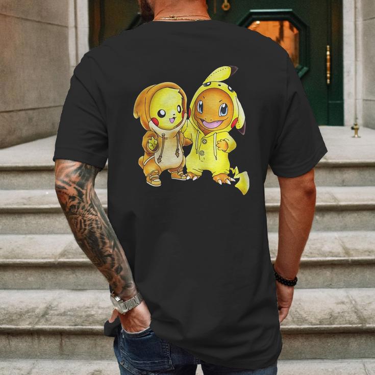 Pikachu And Pikachu Charmander Pokemon Mens Back Print T-shirt Gifts for Men