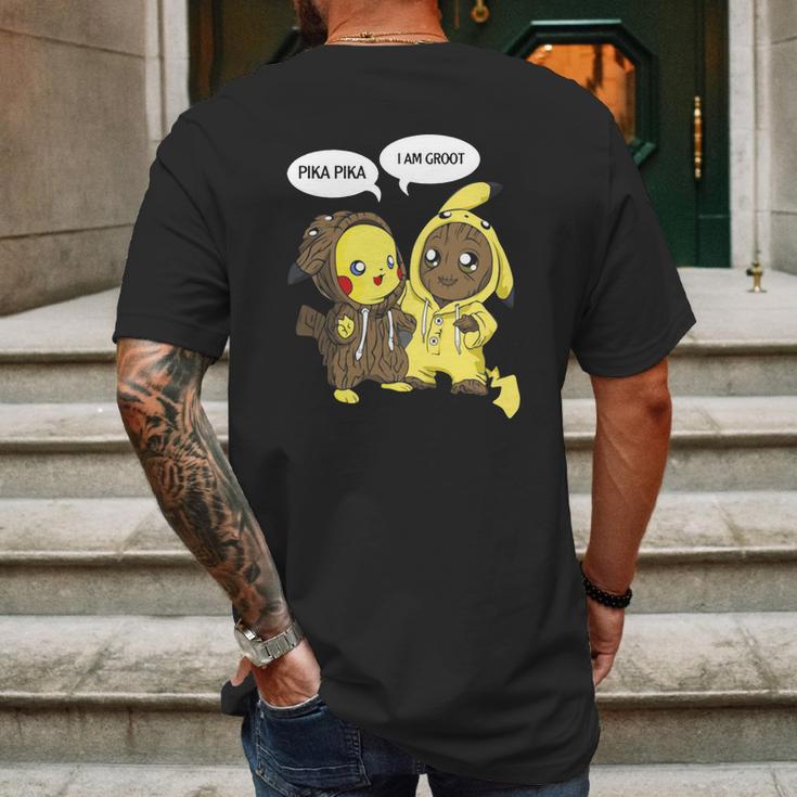 Pikachu Pika Pika I Am Groot Mens Back Print T-shirt Gifts for Men