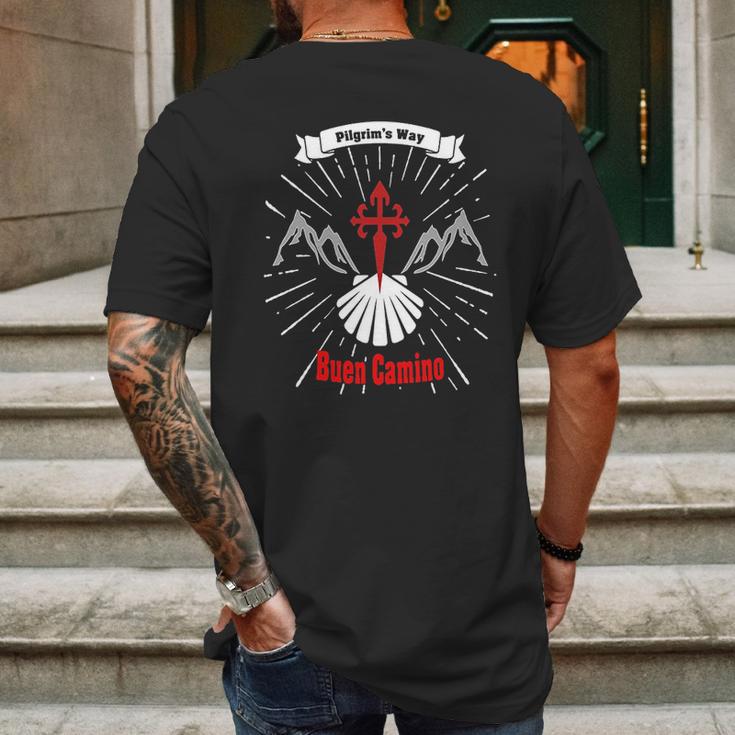 Pilgrims Way Buen Camino Mens Back Print T-shirt Gifts for Men